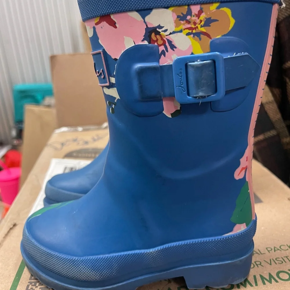 Joules Toddler blue floral rainboots size 9